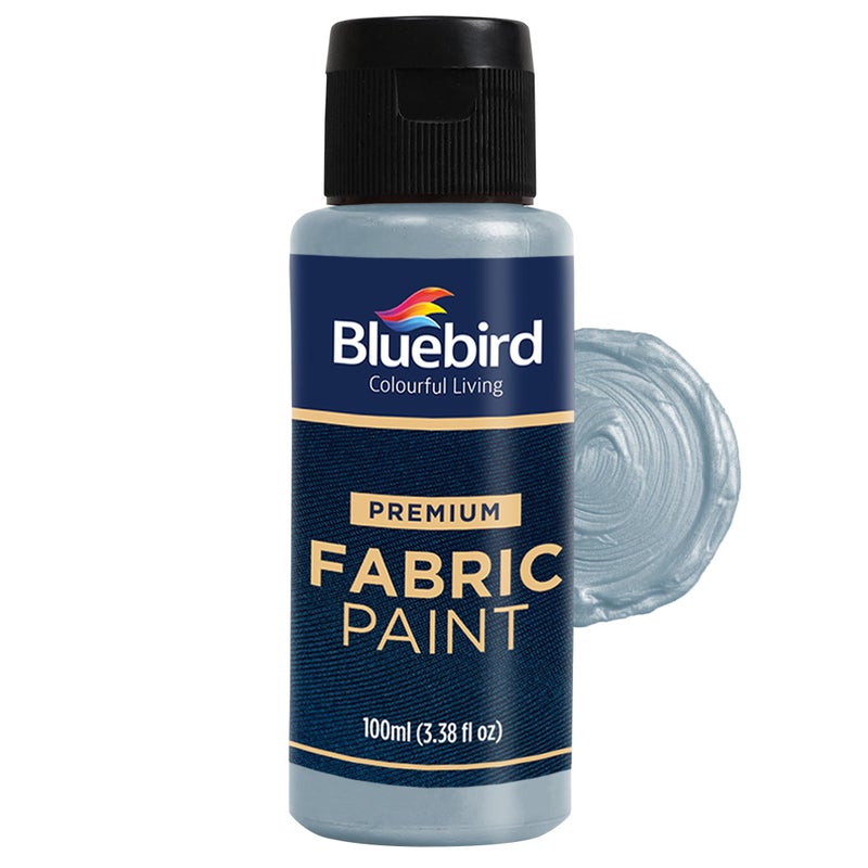 BLUEBIRD Fabric Paint, Silver, 3.4 Fl Oz, Permanent Fabric Paints for Clothes, Furniture Upholstery - Image 1